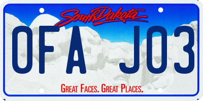 SD license plate 0FAJ03