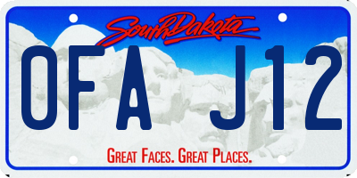 SD license plate 0FAJ12