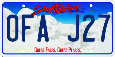 SD license plate 0FAJ27