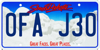 SD license plate 0FAJ30