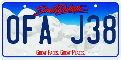 SD license plate 0FAJ38
