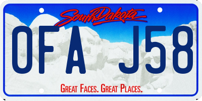 SD license plate 0FAJ58
