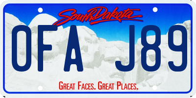 SD license plate 0FAJ89