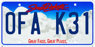 SD license plate 0FAK31