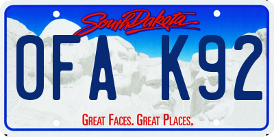 SD license plate 0FAK92
