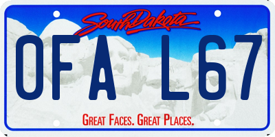 SD license plate 0FAL67