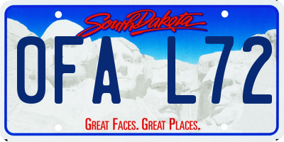 SD license plate 0FAL72