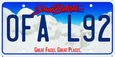 SD license plate 0FAL92