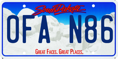 SD license plate 0FAN86