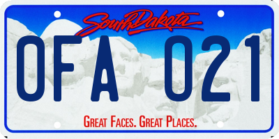 SD license plate 0FAO21