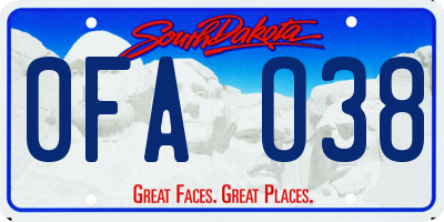 SD license plate 0FAO38