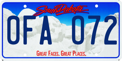 SD license plate 0FAO72