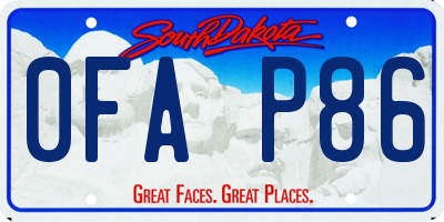 SD license plate 0FAP86