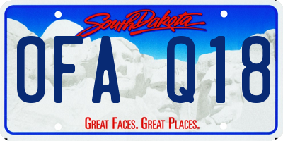 SD license plate 0FAQ18
