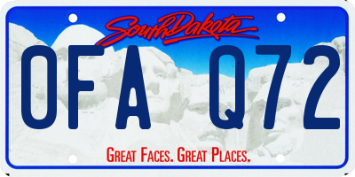 SD license plate 0FAQ72