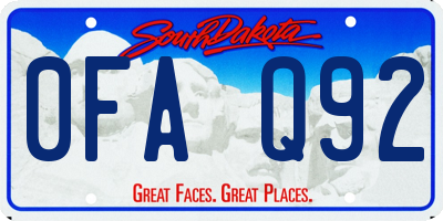 SD license plate 0FAQ92