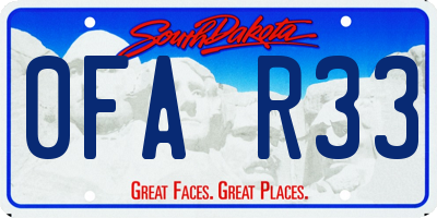 SD license plate 0FAR33