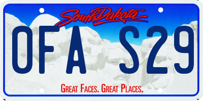 SD license plate 0FAS29