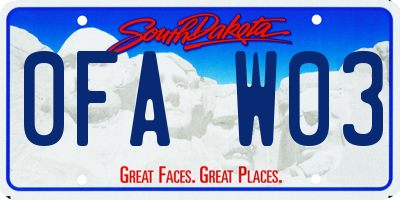 SD license plate 0FAW03