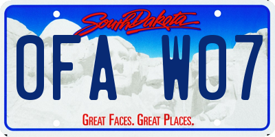 SD license plate 0FAW07