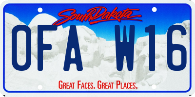 SD license plate 0FAW16