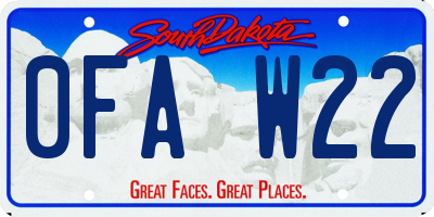 SD license plate 0FAW22
