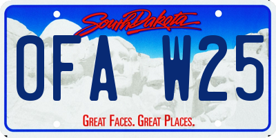 SD license plate 0FAW25
