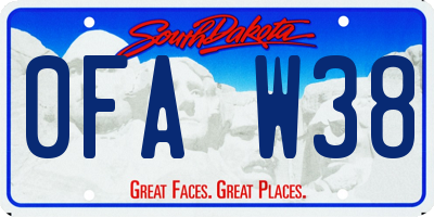 SD license plate 0FAW38