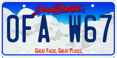SD license plate 0FAW67