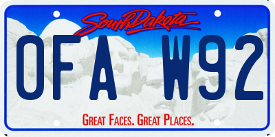 SD license plate 0FAW92