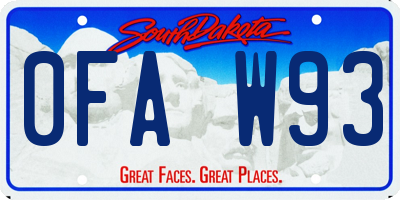 SD license plate 0FAW93
