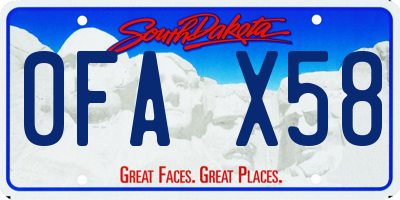 SD license plate 0FAX58