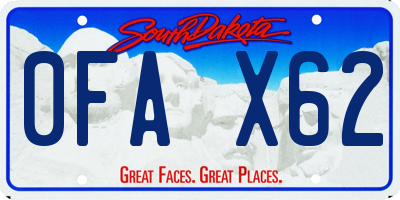 SD license plate 0FAX62