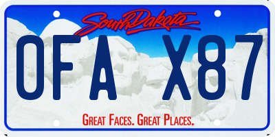 SD license plate 0FAX87