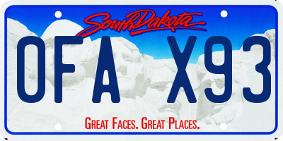 SD license plate 0FAX93