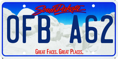 SD license plate 0FBA62
