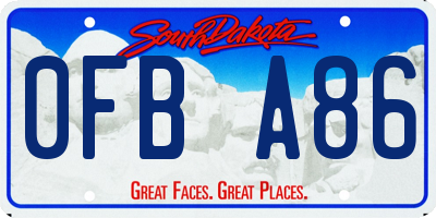 SD license plate 0FBA86
