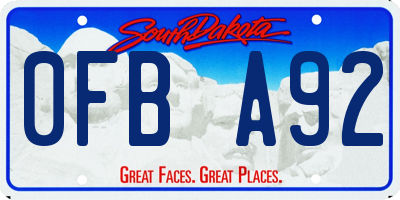 SD license plate 0FBA92
