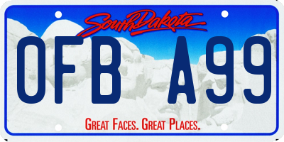 SD license plate 0FBA99