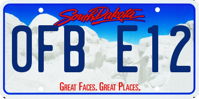 SD license plate 0FBE12