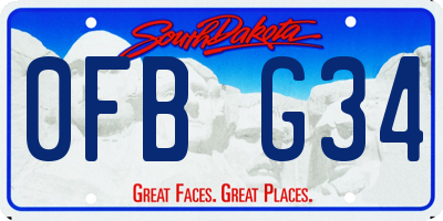 SD license plate 0FBG34