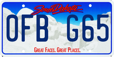 SD license plate 0FBG65