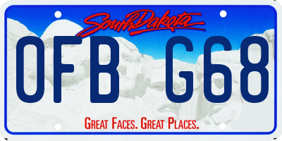 SD license plate 0FBG68