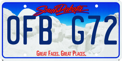 SD license plate 0FBG72