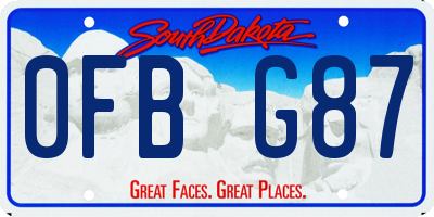 SD license plate 0FBG87