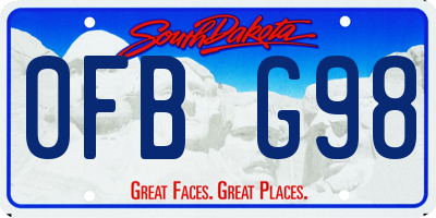 SD license plate 0FBG98