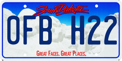 SD license plate 0FBH22