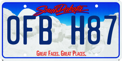 SD license plate 0FBH87