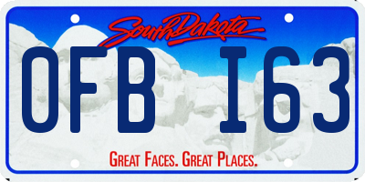 SD license plate 0FBI63