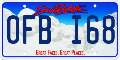 SD license plate 0FBI68